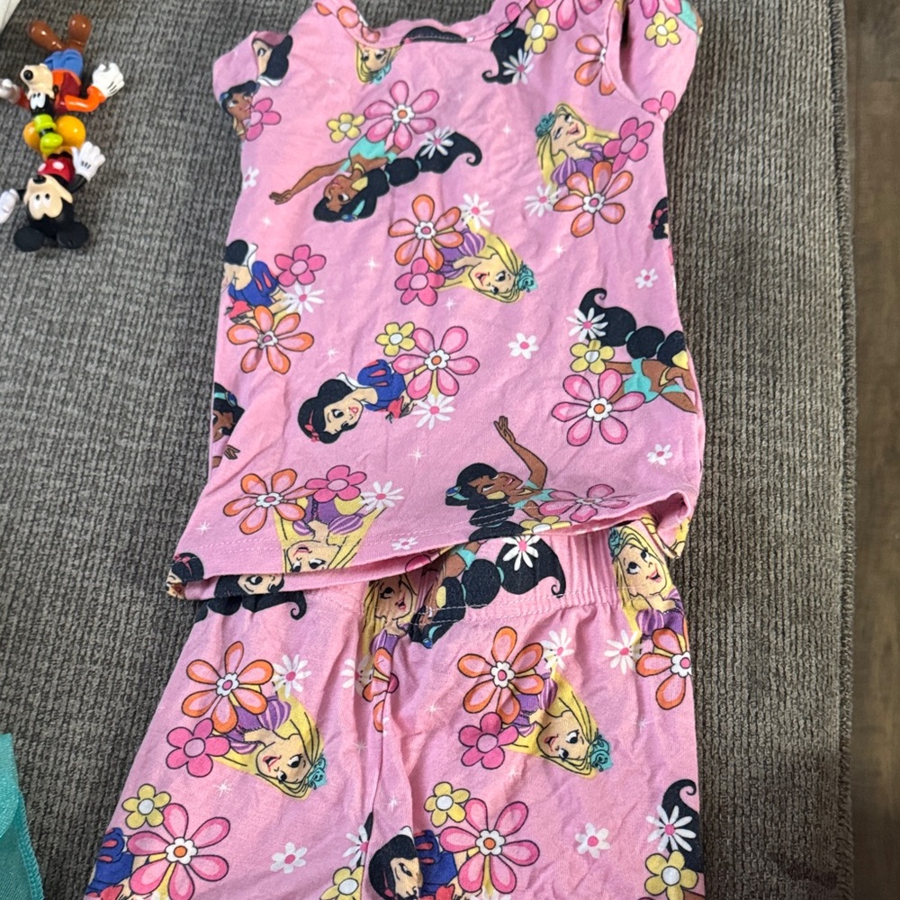 Disney Pink Princess Floral Short Pajama Set
